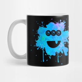 Blue Monster with Three Eyes Paint Splat Mug